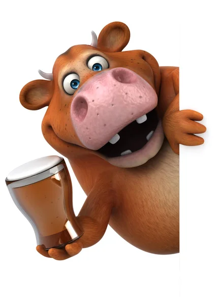 Cartoon character holding beer — Stock Photo, Image