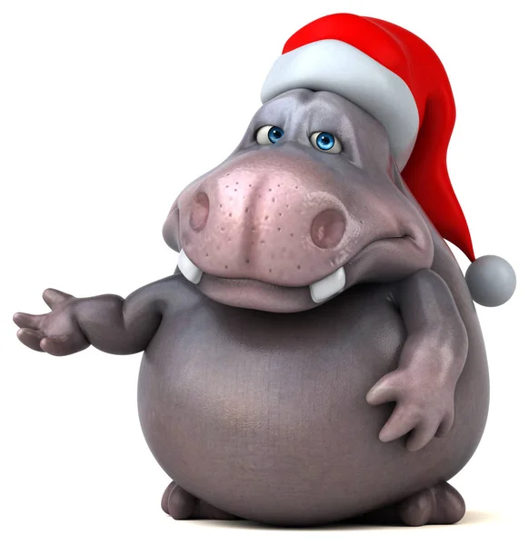 Cartoon character wearing santa's hat — Stock Photo, Image