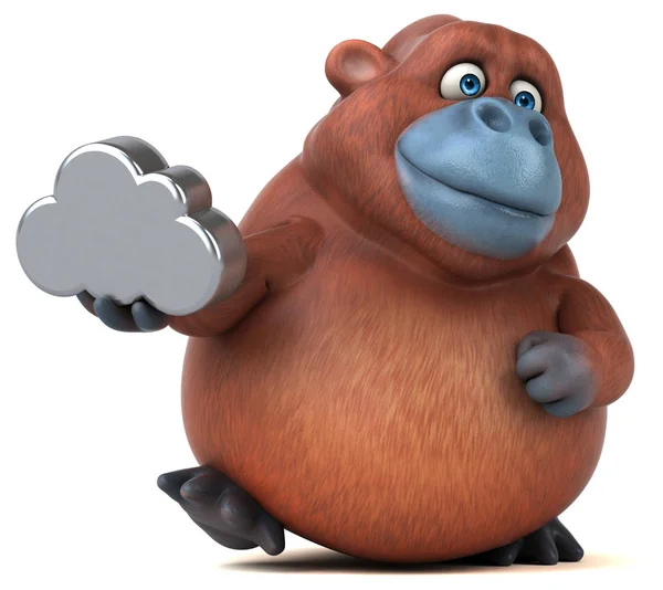 Kreslená postava drží cloud — Stock fotografie
