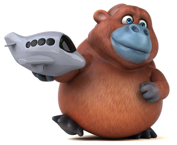 Смішний мультяшний персонаж тримає літак — стокове фото