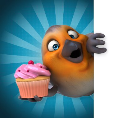  kuş holding cupcake 