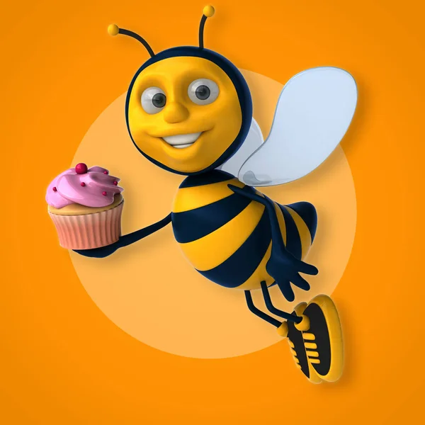 Personagem de desenho animado segurando cupcake — Fotografia de Stock