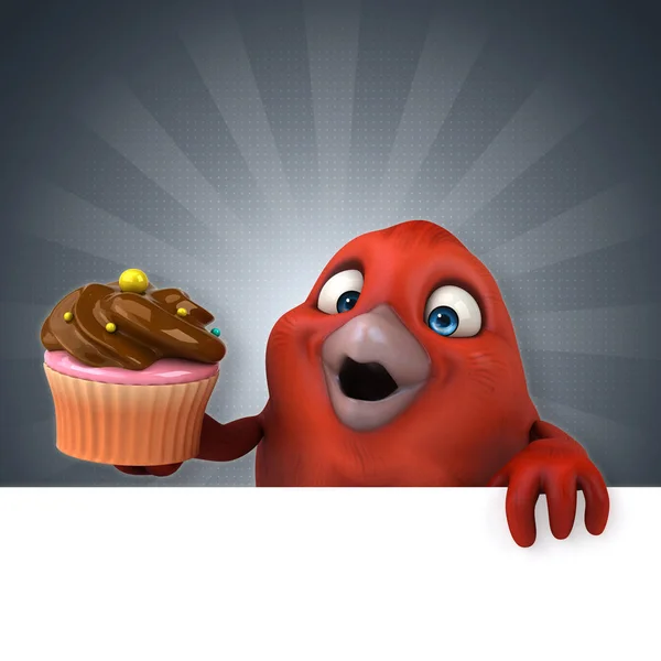 Personaggio dei cartoni animati che tiene cupcake — Foto Stock