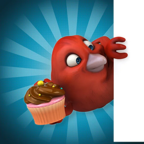 Personagem de desenho animado segurando cupcake — Fotografia de Stock