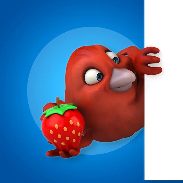 Cartoon character holding strawberry — Stock Photo, Image