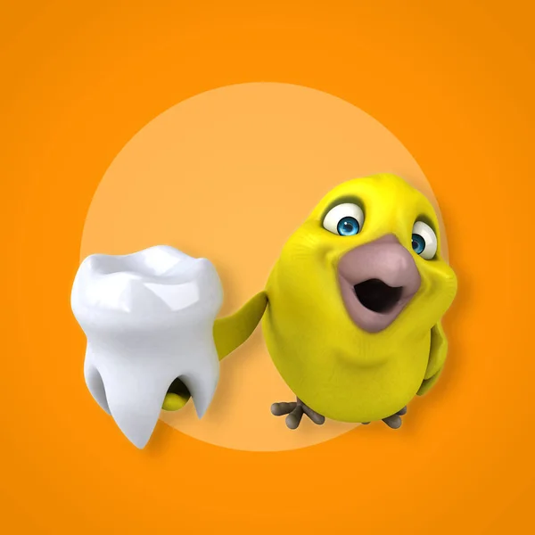 Bird holding tooth — Stock Photo, Image