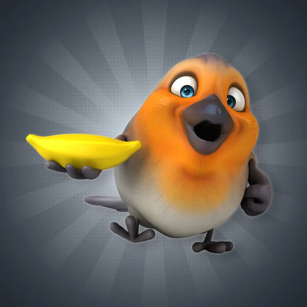 Vogel bedrijf banaan — Stockfoto