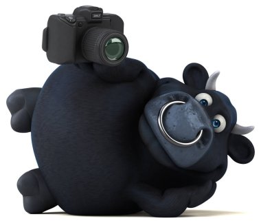 Komik karikatür karakter holding kamera 