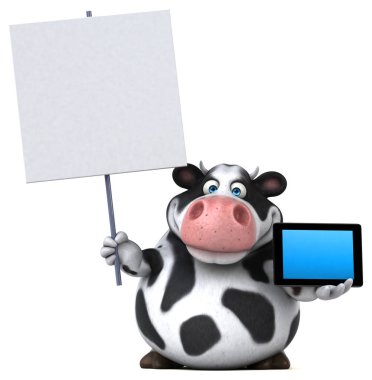  çizgi film karakteri holding tablet 