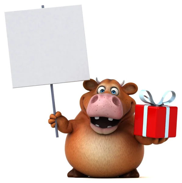 Cartoon character holding gift — Stock Photo, Image