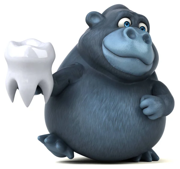 Desenho animado personagem segurando dente — Fotografia de Stock