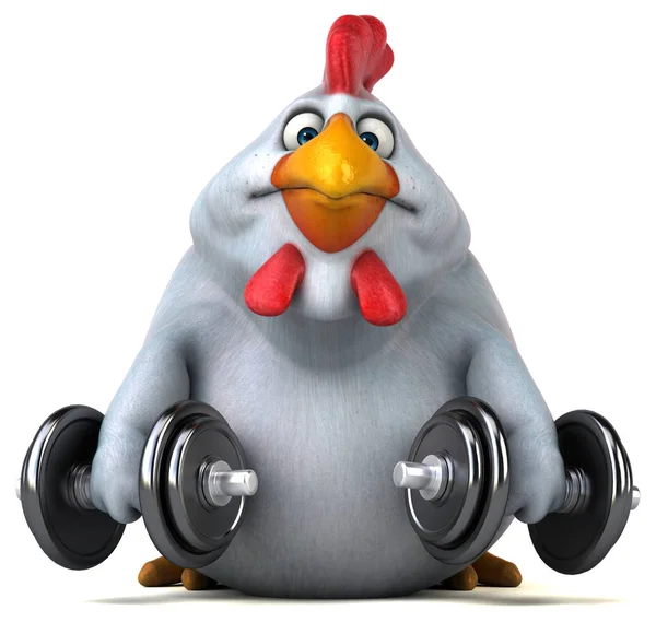 Cartoon character holding weights — Stock Photo, Image