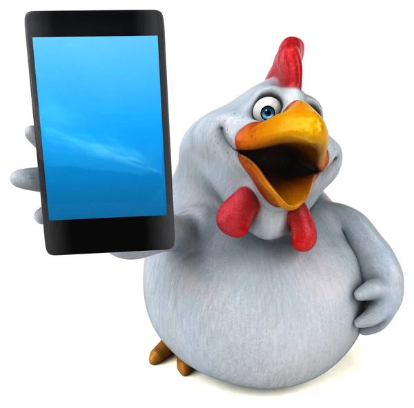 Fun poulet tenant téléphone — Photo