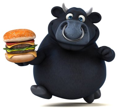 komik karikatür karakter holding hamburger 