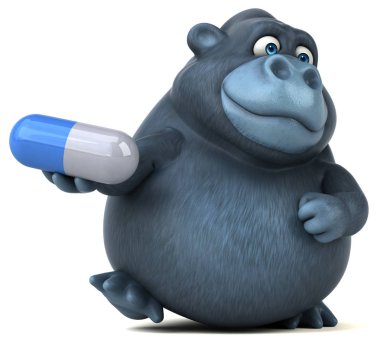 çizgi film karakteri holding hap