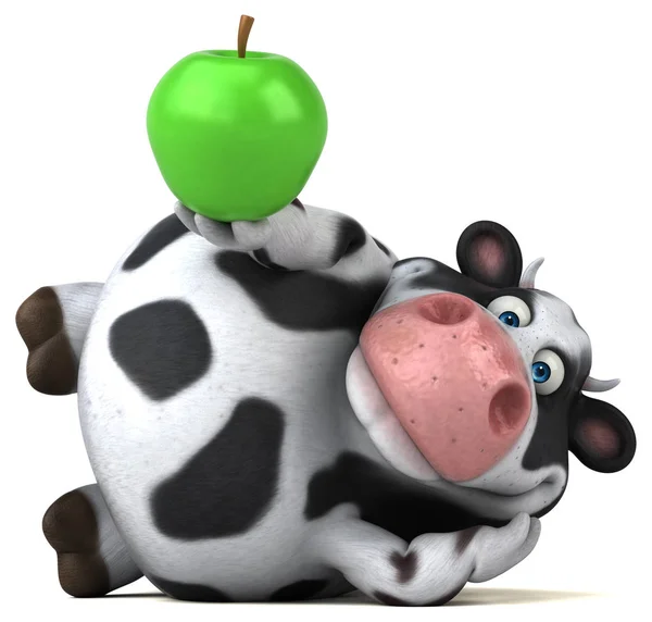 Funny cartoon character holding fruit — Stock Photo, Image