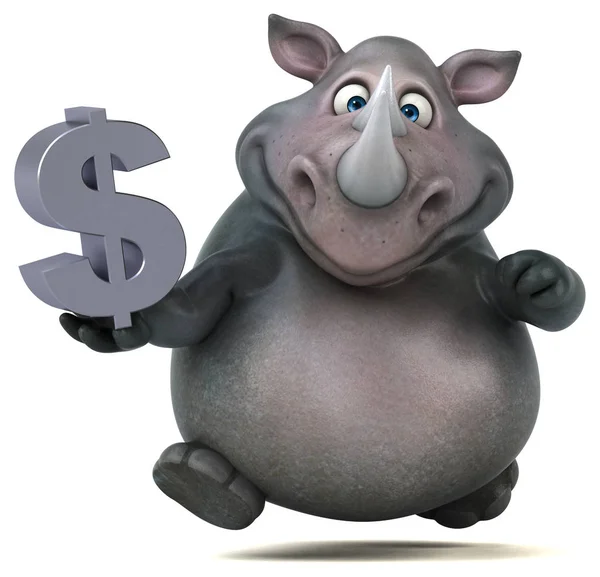Personagem de desenho animado segurando dólar — Fotografia de Stock