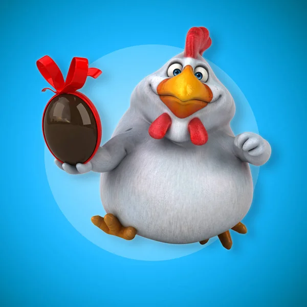 Eğlenceli tavuk holding Paskalya yortusu yumurta — Stok fotoğraf