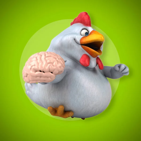 Divertido pollo sosteniendo cerebro —  Fotos de Stock