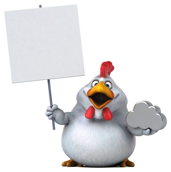 Cartoon character holding cloud sign — Stock Photo, Image