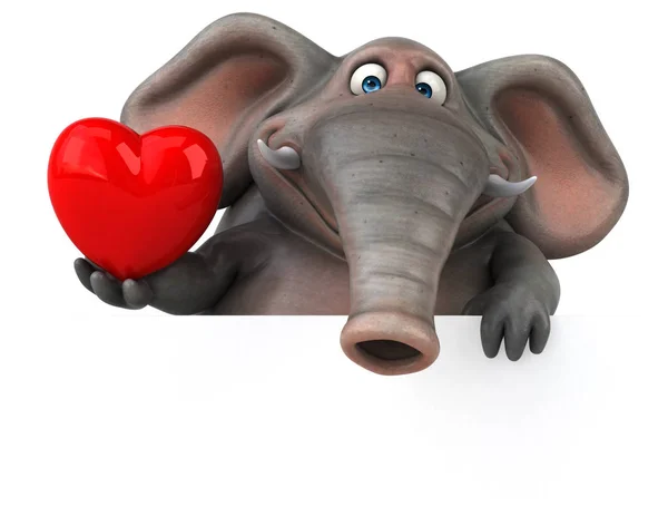 Cartoon character holding heart — Stock Photo, Image