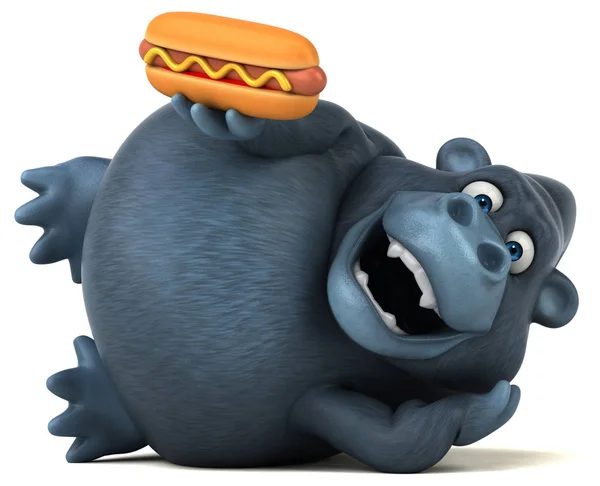 Seriefiguren holding hotdog — Stockfoto