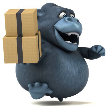 kutuları tutarak çizgi film karakteri