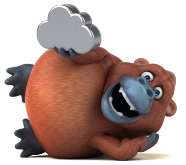 bulut işareti tutarak çizgi film karakteri