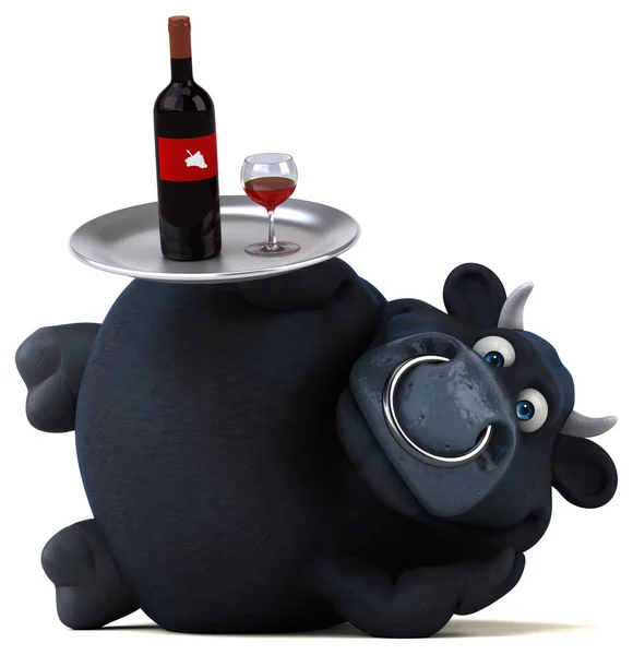 Personagem de desenho animado segurando vinho — Fotografia de Stock
