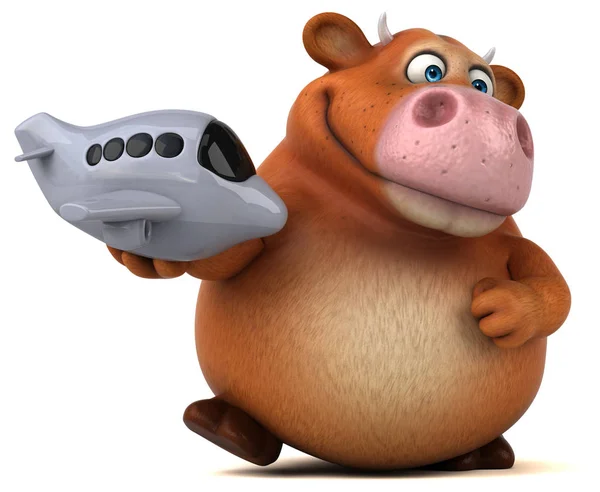 Desenho animado personagem segurando avião — Fotografia de Stock