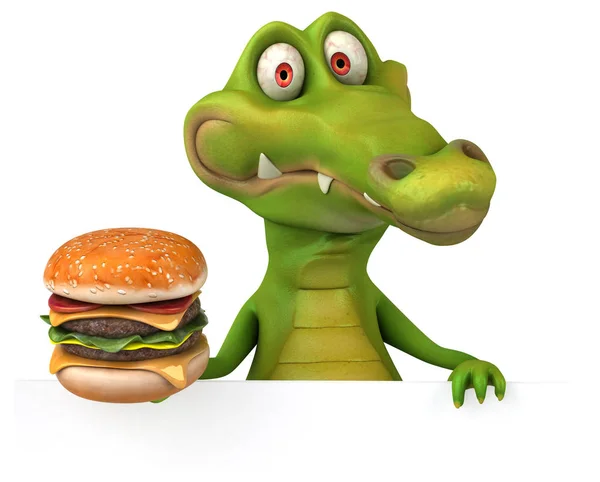 Zeichentrickfigur mit Hamburger — Stockfoto