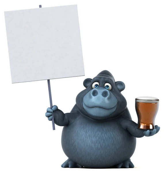 Personagem de desenho animado segurando cerveja — Fotografia de Stock