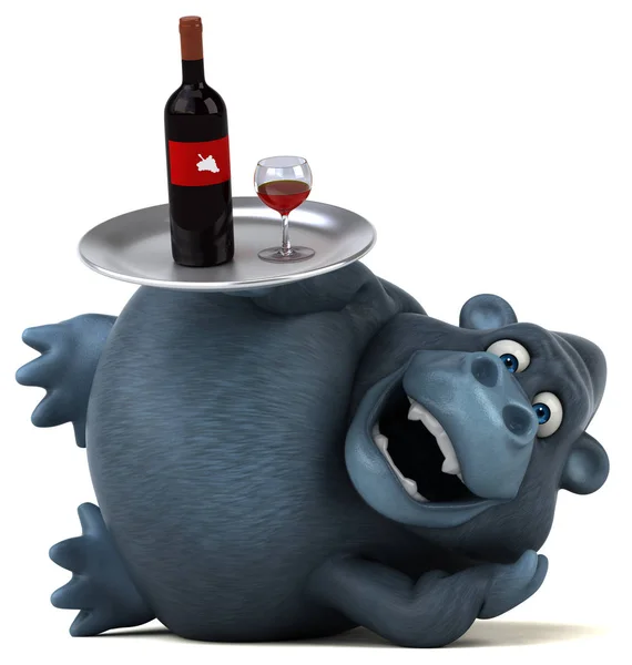 Personnage de dessin animé tenant du vin — Photo