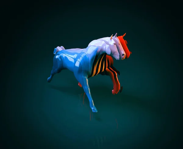 Illust, cavallo blu — Foto Stock