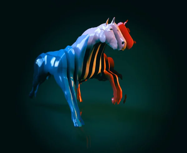 Ilustrace, modrý kůň — Stock fotografie