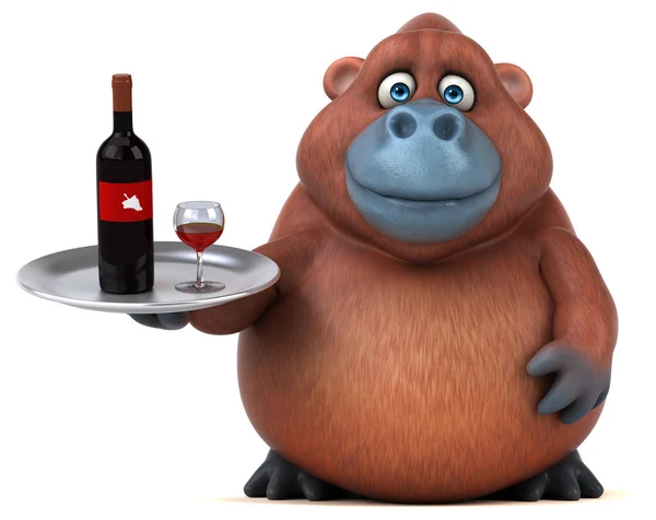 Personagem de desenho animado segurando vinho — Fotografia de Stock