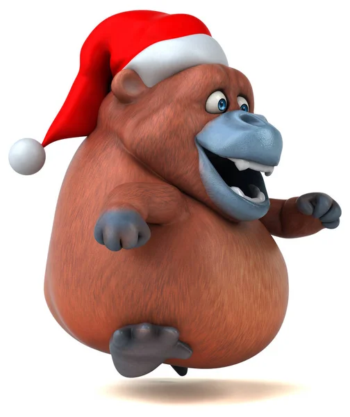 Cartoon character in santa claus hat — Stock Photo, Image