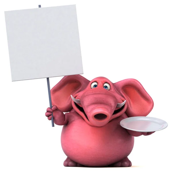 Cartoon character holding plate — Stock Photo, Image