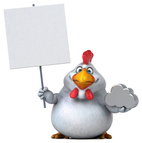 Cartoon character holding cloud sign — Stock Photo, Image