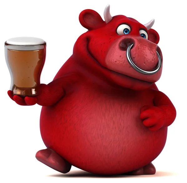 Personagem de desenho animado segurando cerveja — Fotografia de Stock