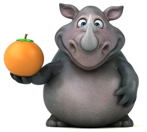 Personagem de desenho animado segurando laranja — Fotografia de Stock