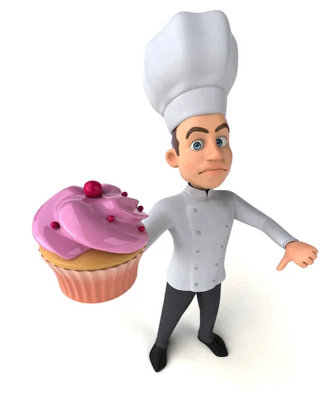 Chef segurando cupcake — Fotografia de Stock
