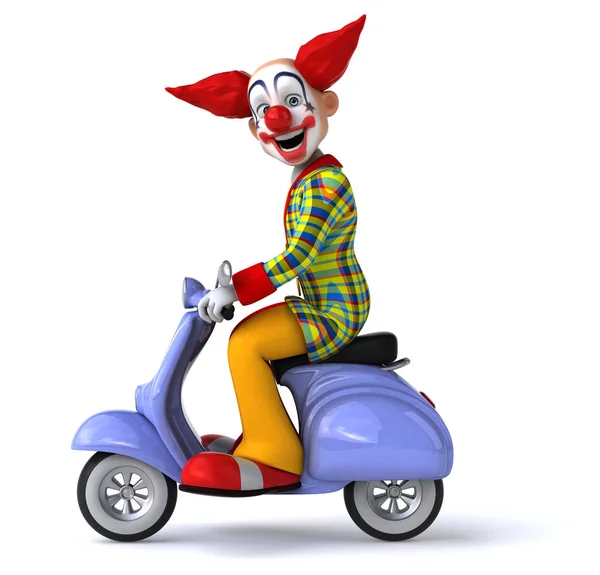 Веселий клоун на мотобайку — стокове фото