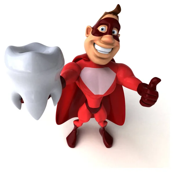 Superhjälte innehav tand — Stockfoto