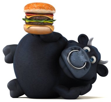 çizgi film karakteri holding hamburger