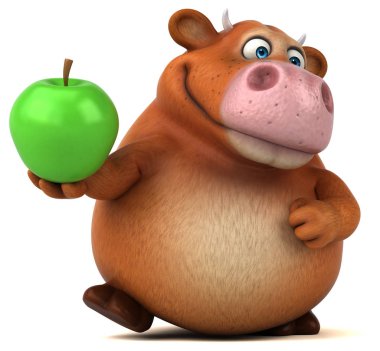 çizgi film karakteri holding elma