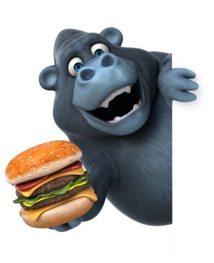 çizgi film karakteri holding hamburger