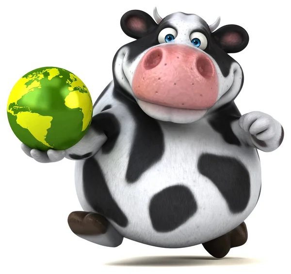 Zeichentrickfigur mit Globus — Stockfoto