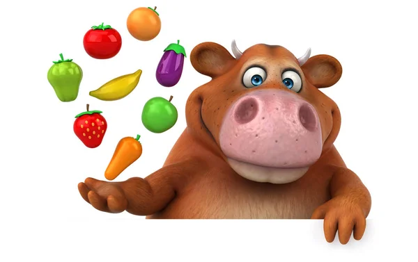 Zeichentrickfigur mit Obst und Gemüse — Stockfoto