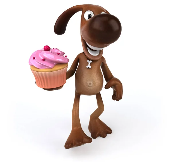 Seriefiguren håller cupcake — Stockfoto